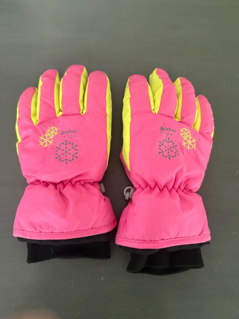 Aixhnw Kids M Pink Neon Yellow Winter Ski Snow Gloves Insulated
